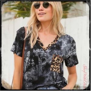 Tie You Down Leopard Print V Neck Tshirt